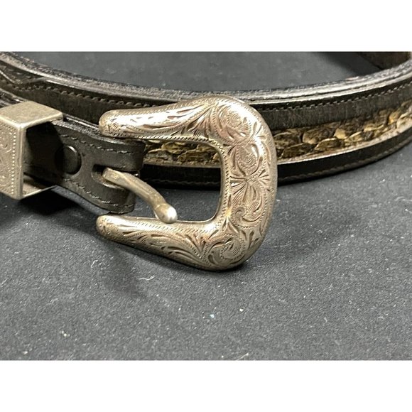 Appaloosa Durango Handmade Leather Belt Black Indian Head Nickel Turquoise Sz 40 main image 7